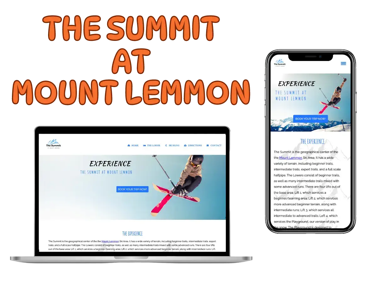 preview of The Summit at Mount Lemmon landing page displayed on a laptop and mobile device